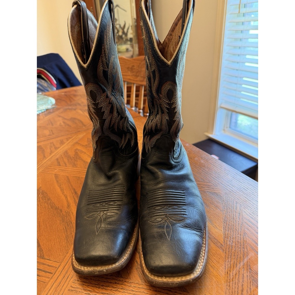 NOCONA Black Leather Square Toe Cowboy Western Boots Womens Size 10 B